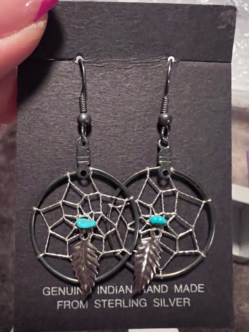 Dream Catcher HandCrafted Sterling Turquoise earrings